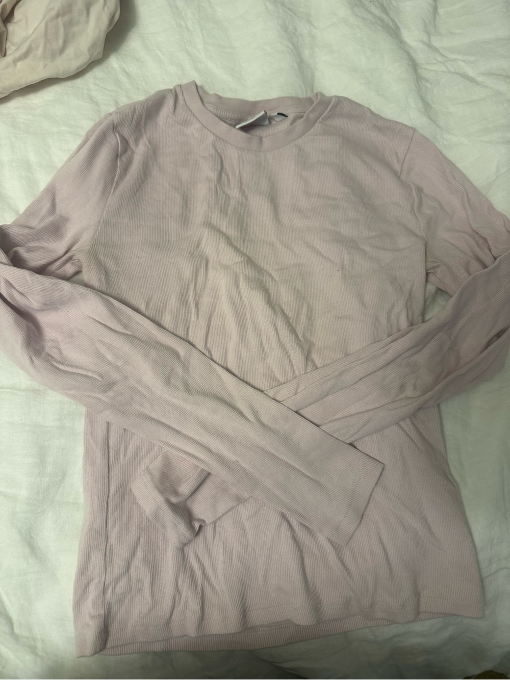 TNA Pale Pink Ribbed Crewneck Long Sleeve